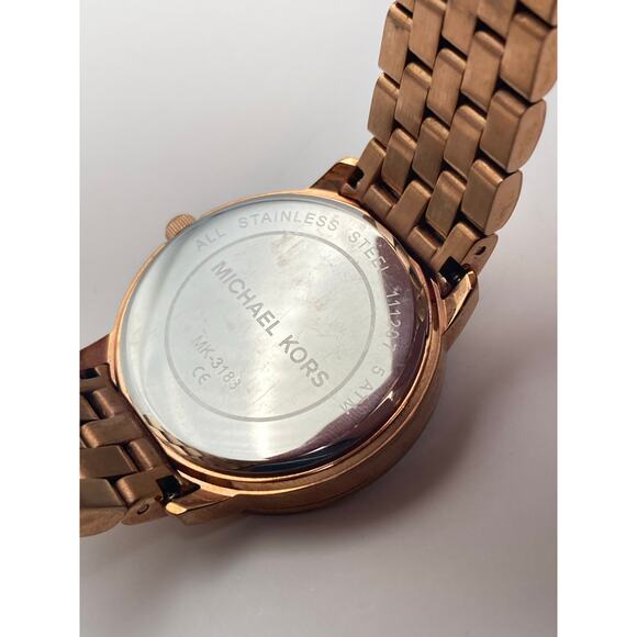 Michael Kors MK-3193 Rose Gold logo Womens Watch 35mm - New Battery - WR 5 ATM - Picture 8 of 10